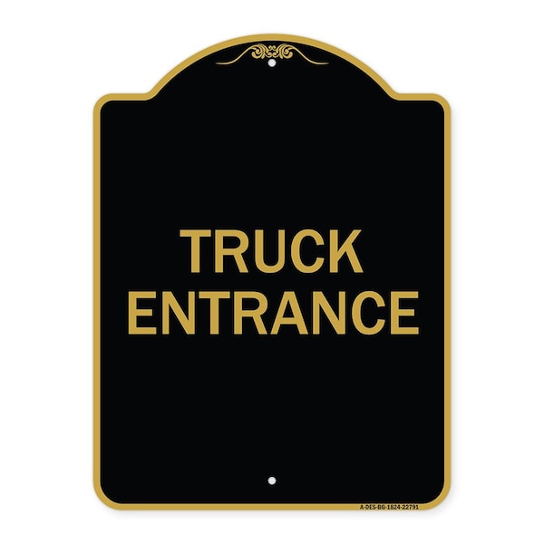 Traffic Entrance Sign Truck Entrance, Black & Gold Aluminum Sign, 18" x 24", BG-1824-22791